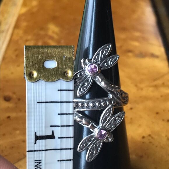 Madagascar Pink Sapphire Sterling Silver Dragonfly Ring Size 7 - Picture 7 of 7